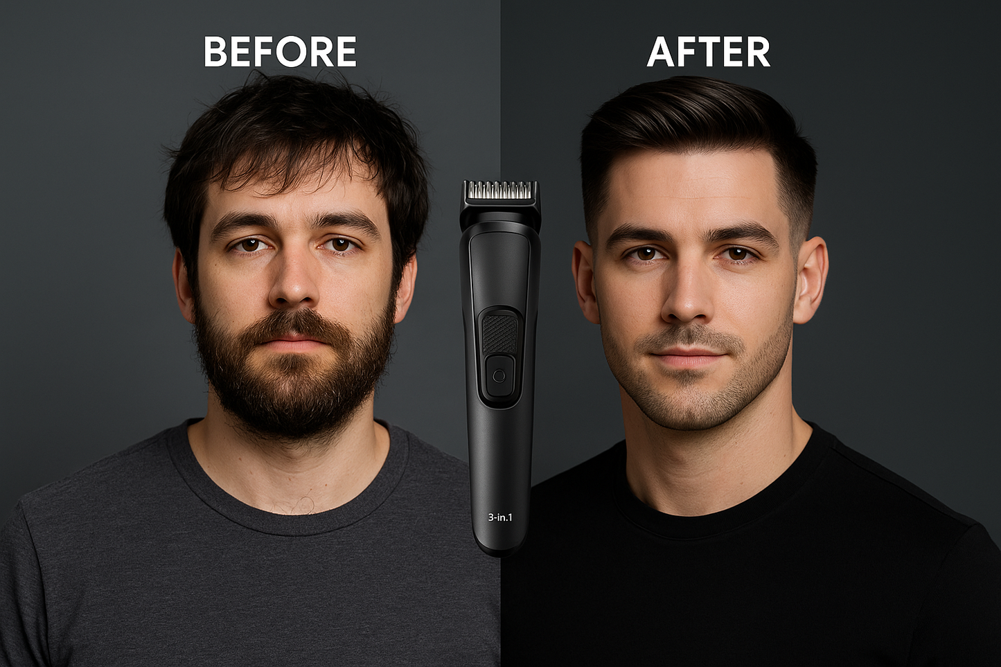 Before and after grooming transformation